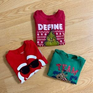 3 Christmas Shirts-Grinch/Cool Santa/reindeer